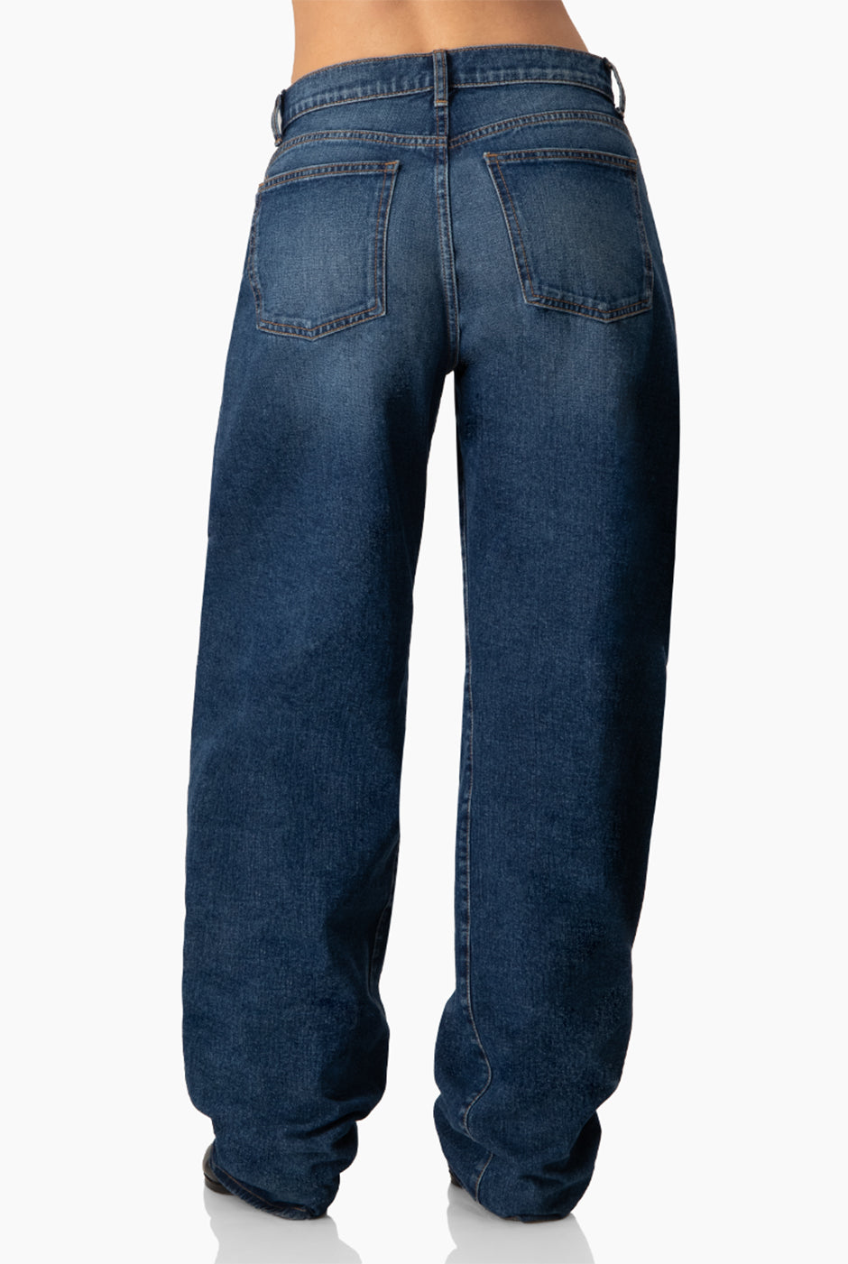 Jeans denim amplio de un boton