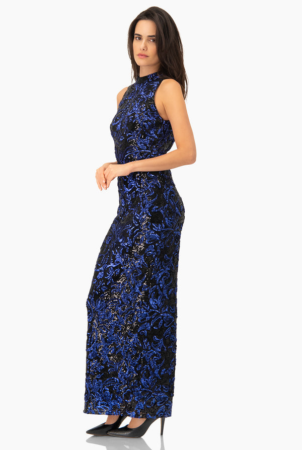 Vestido largo de lentejuelas marino