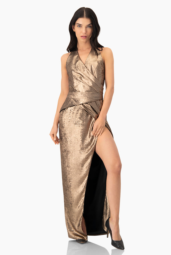 Vestido largo de cuello halter