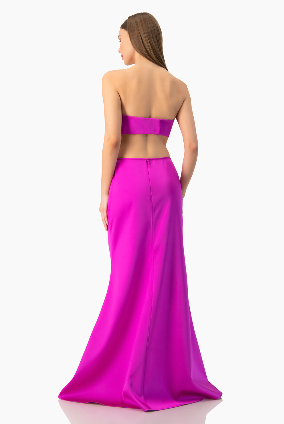 Vestido midi magenta de dos piezas con moño en top