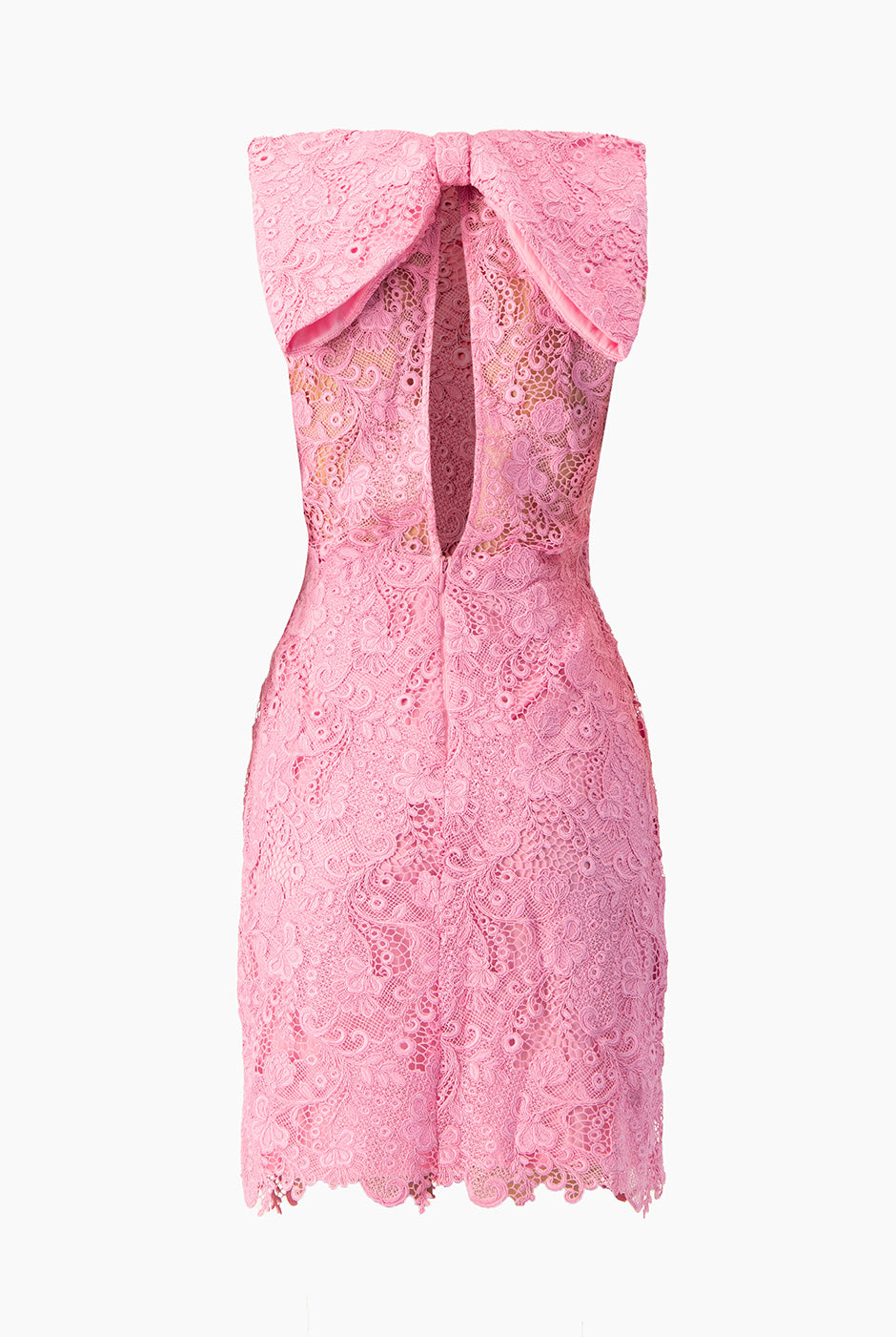 Vestido corto rosa sin mangas con moño en la espalda