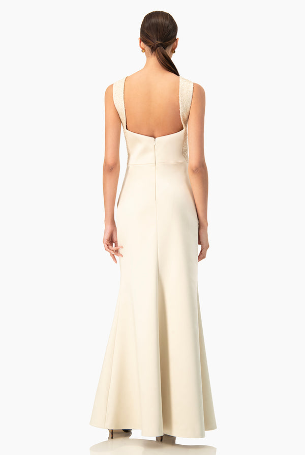 Vestido largo escote cuadrado