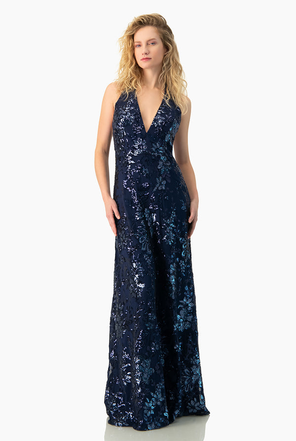 Vestido halter lentejuelas