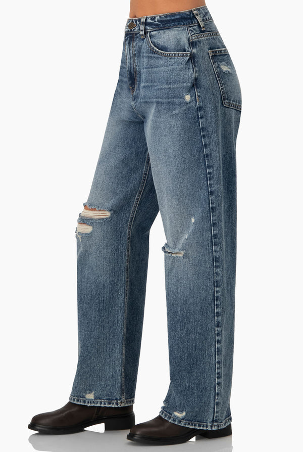 Jeans destroyed de pierna amplia
