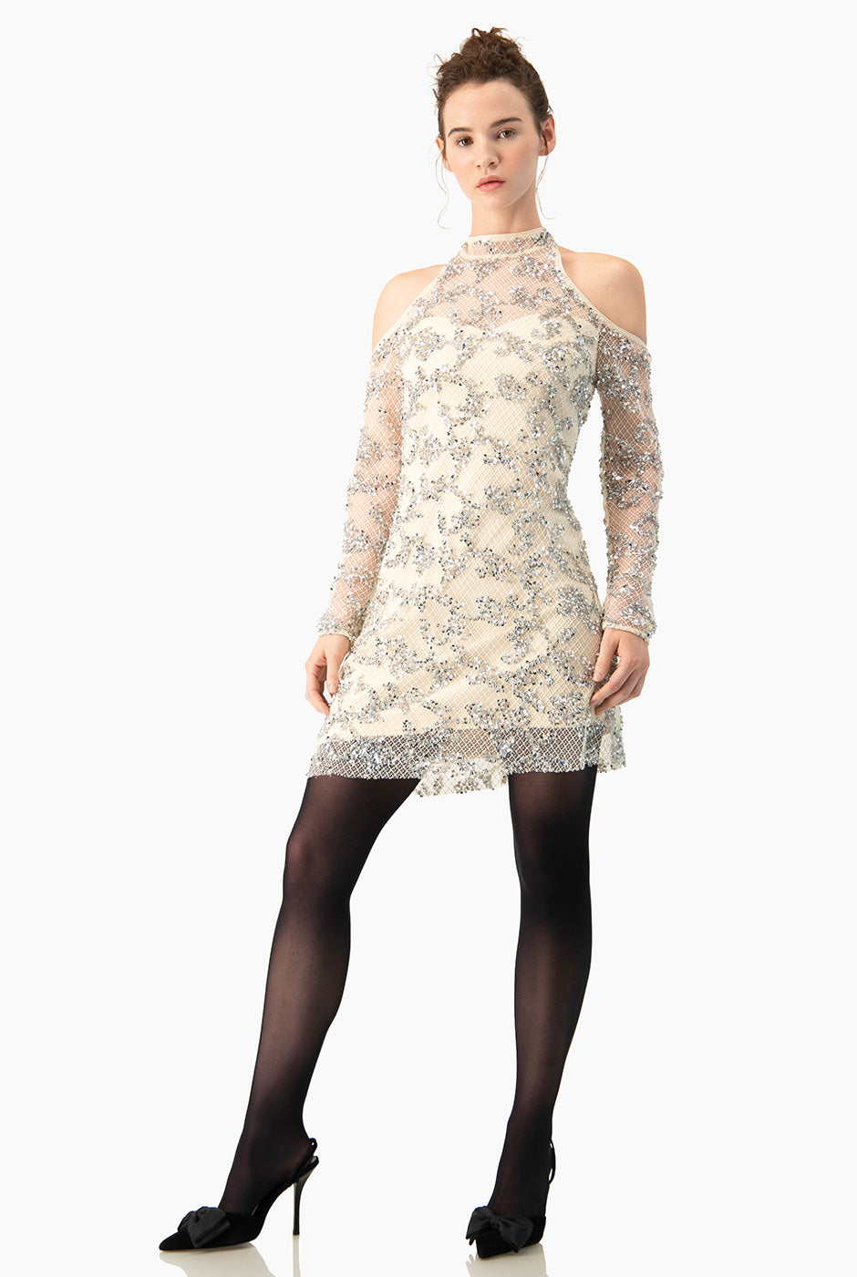 Vestido Couture corto manga larga