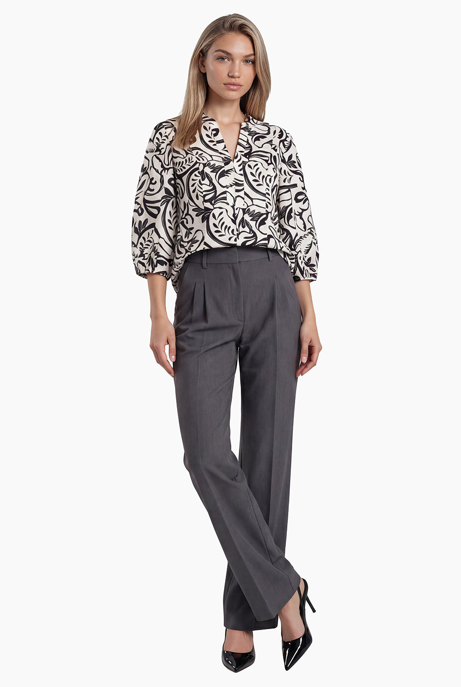 Pantalon amplio sastreado con bolsillos traseros simulados