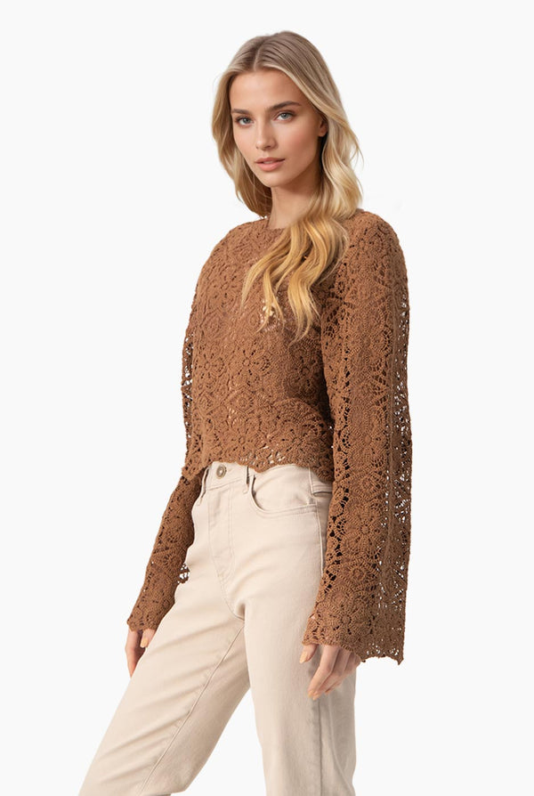 Blusa tejida de escote redondo