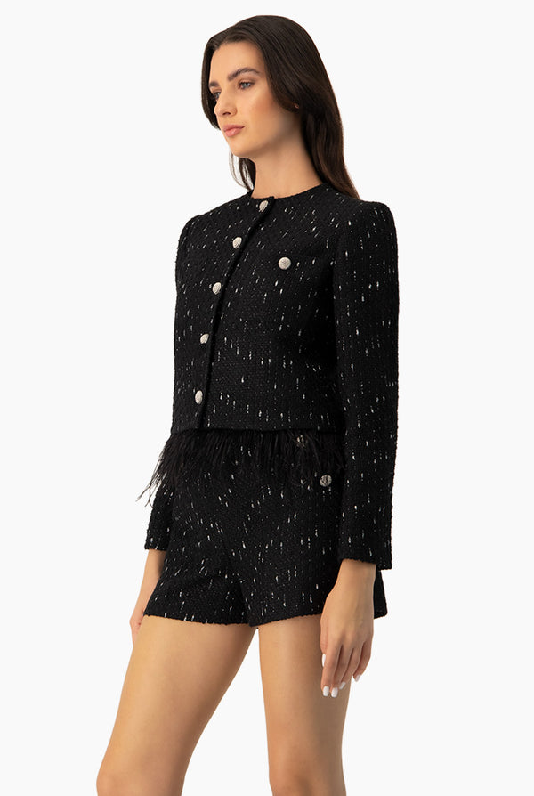 Saco corto tejido en tono negro