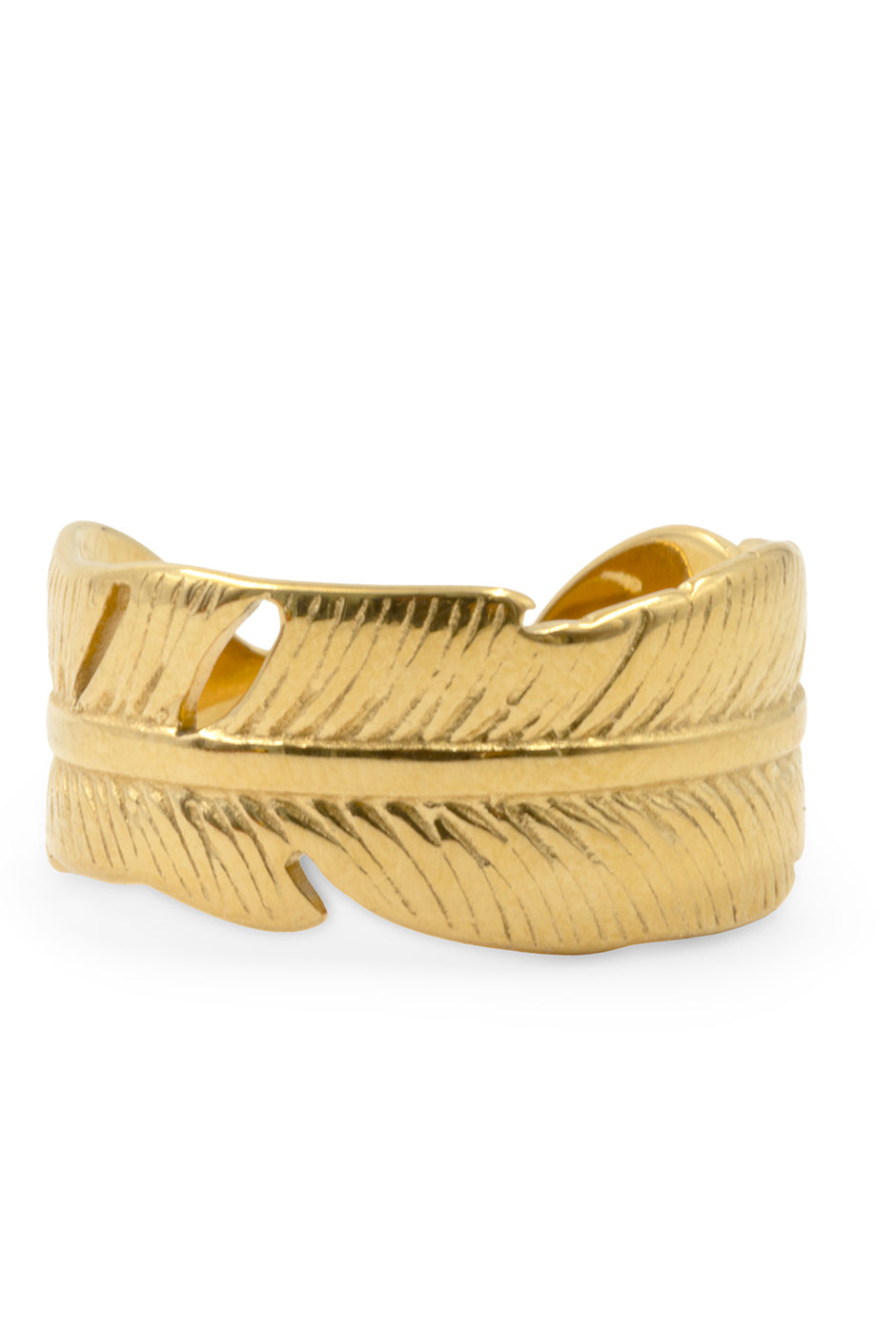 Anillo dorado ajustable con diseño de hoja envolvente