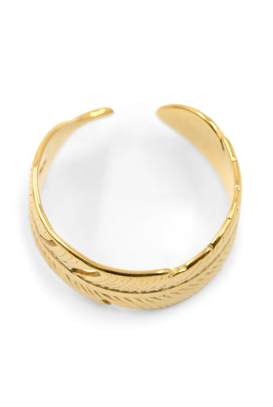 Anillo dorado ajustable con diseño de hoja envolvente
