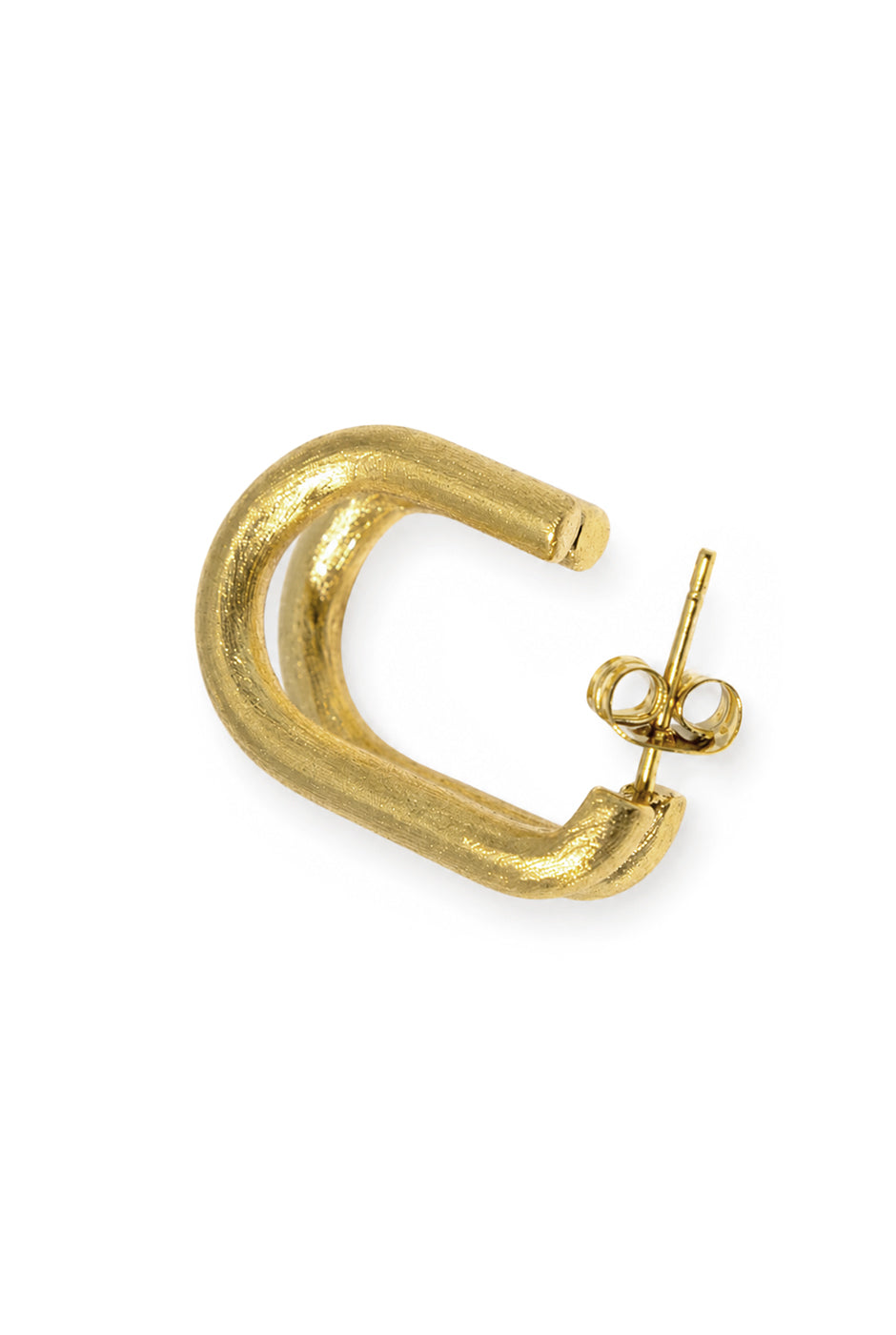 Aretes Double con diseño de doble aro entrelazado en dorado