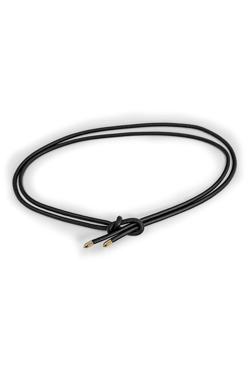 Cinturón delgado de ecopiel negro con extremos dorados