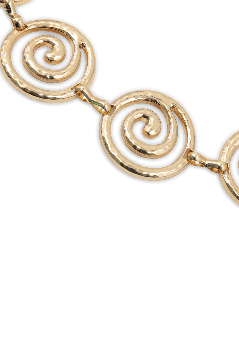 Cinturón de cadena dorado con diseño espiral y broche ajustable