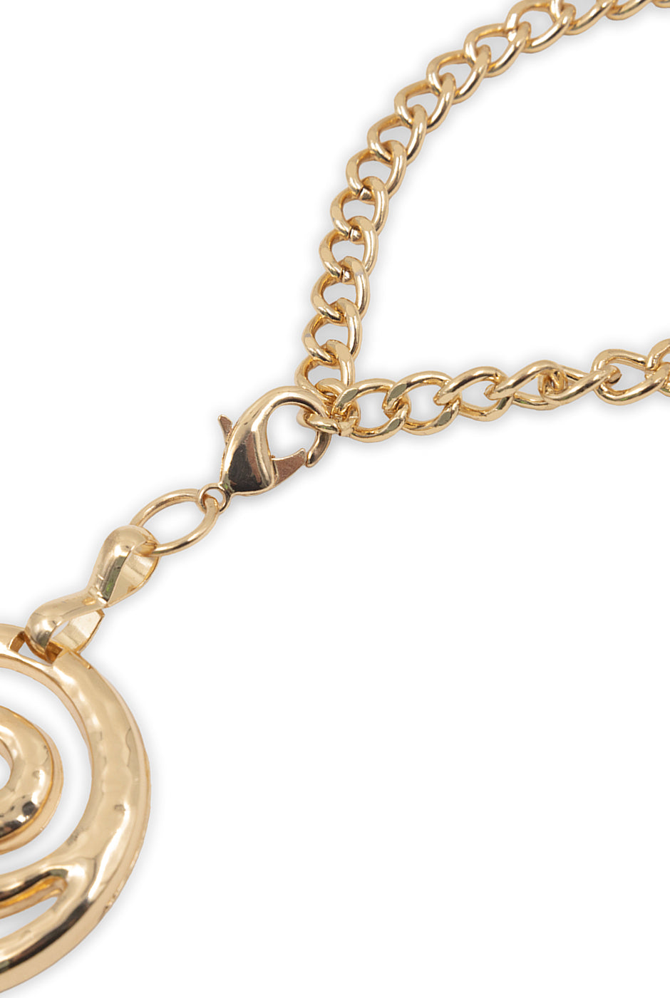 Cinturón de cadena dorado con diseño espiral y broche ajustable