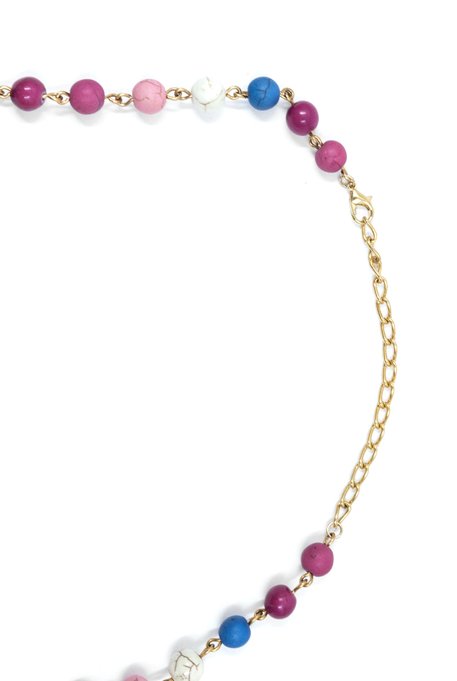 Collar Maxi Lariat fucsia con colgantes de flor y hojas
