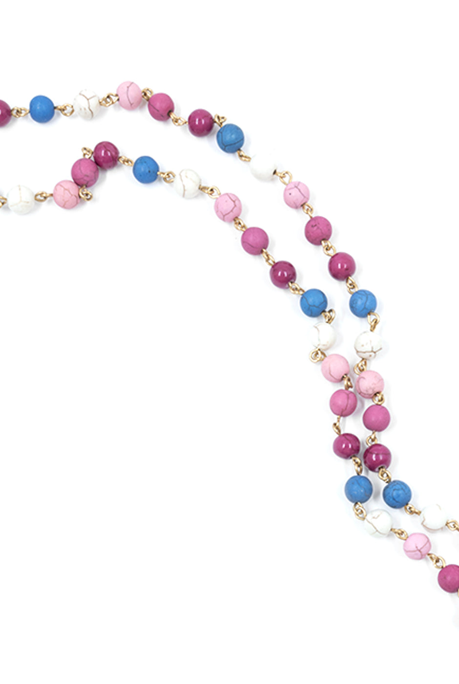 Collar Maxi Lariat fucsia con colgantes de flor y hojas