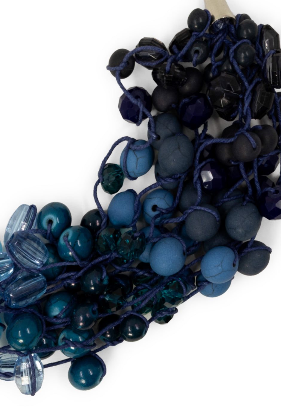 Collar Degradé azul con cuentas mixtas y broche ajustable