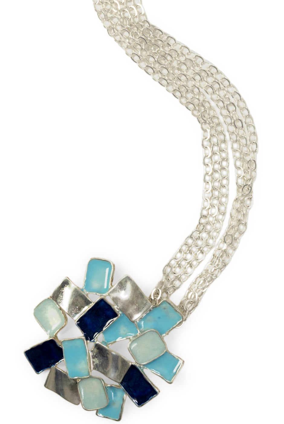 Collar Blue Stones con medallón y cadenas en tonos azules