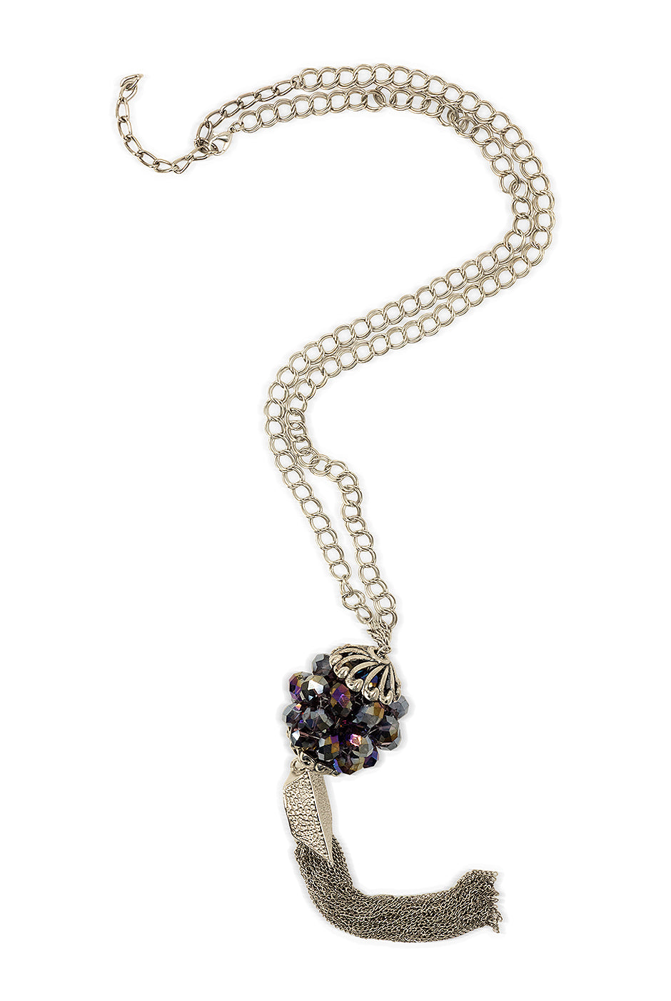 Collar Sphere con cadena, abalorios y borla multicolor