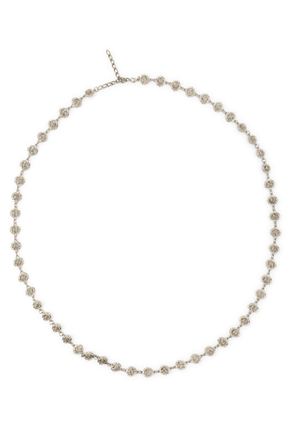 Collar largo plateado con rosas