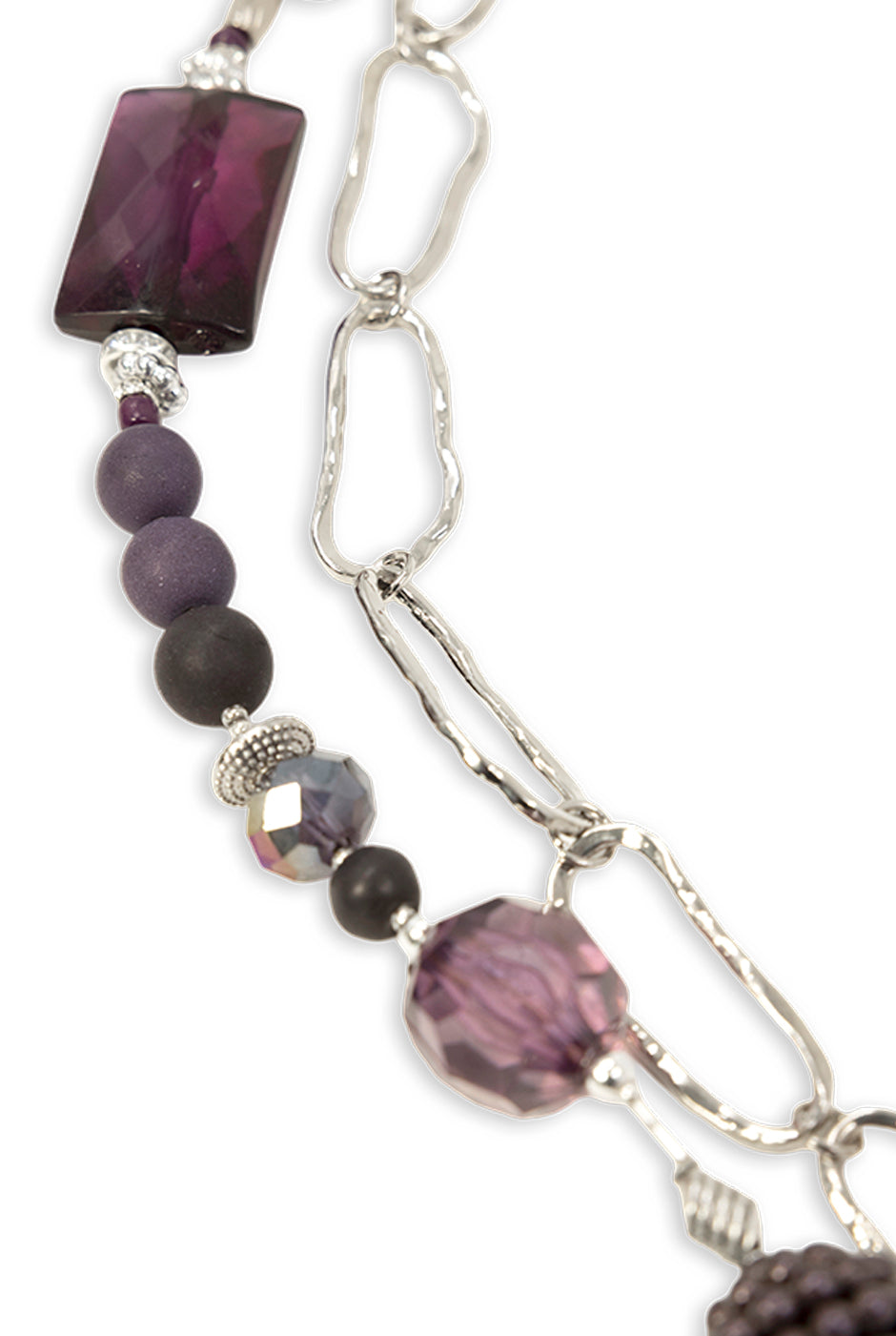 Collar Grape con abalorios mixtos y cadena en contraste