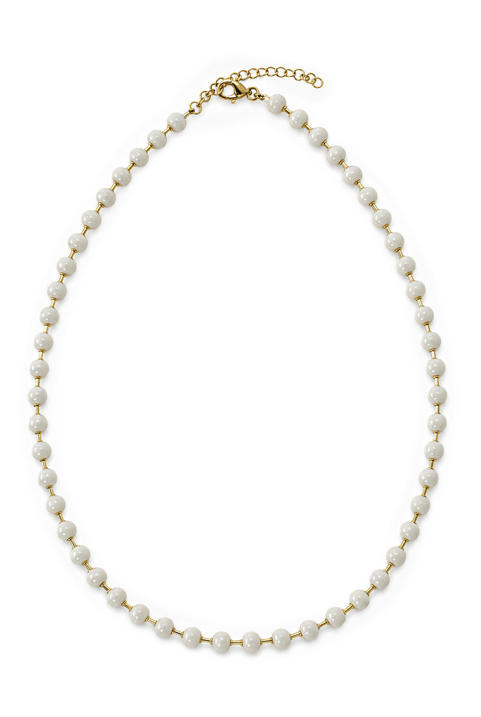 Collar Off-White con abalorios esféricos y cuentas doradas