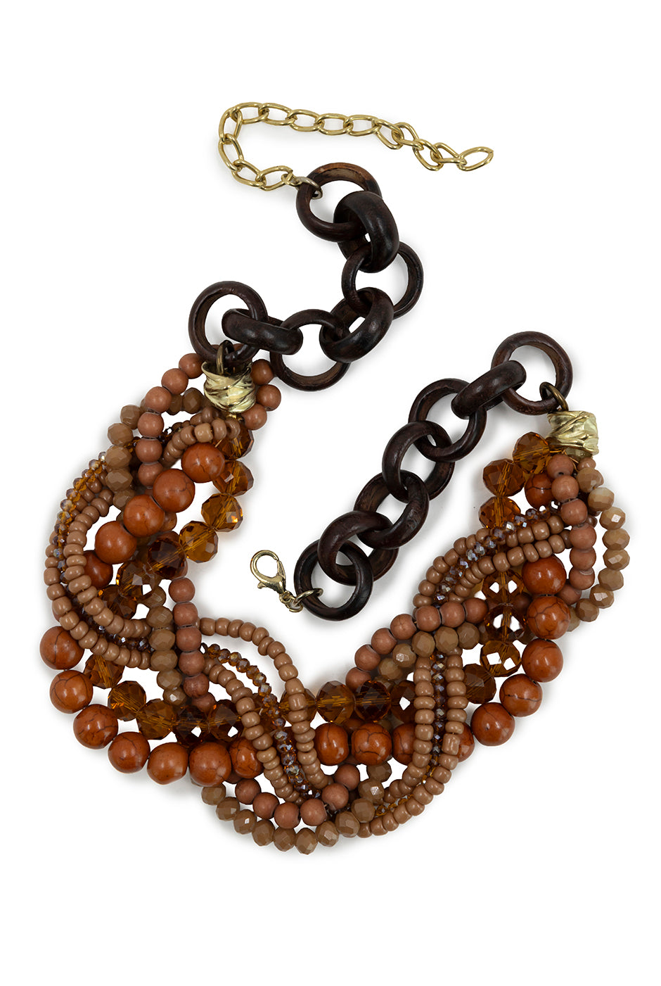 Collar Wooden Hoops con cuentas mixtas y aros de madera