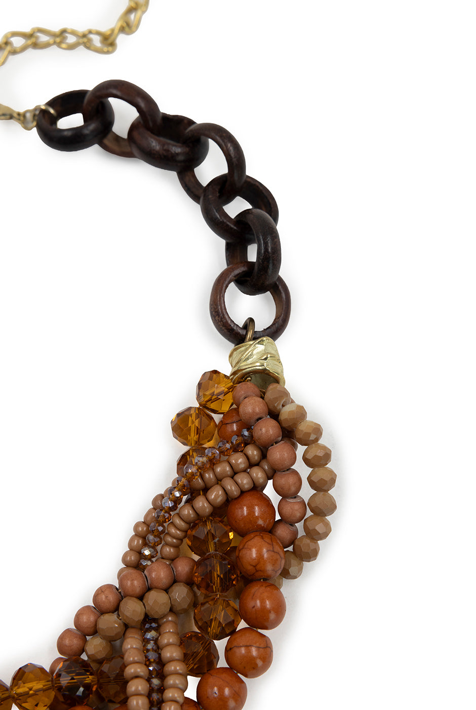 Collar Wooden Hoops con cuentas mixtas y aros de madera