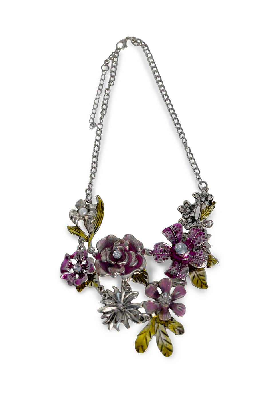 Collar Silver de flores, elegante y ajustable