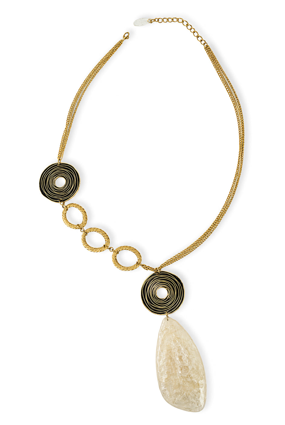 Collar Maxi Marble con piezas metálicas y resina marmoleada