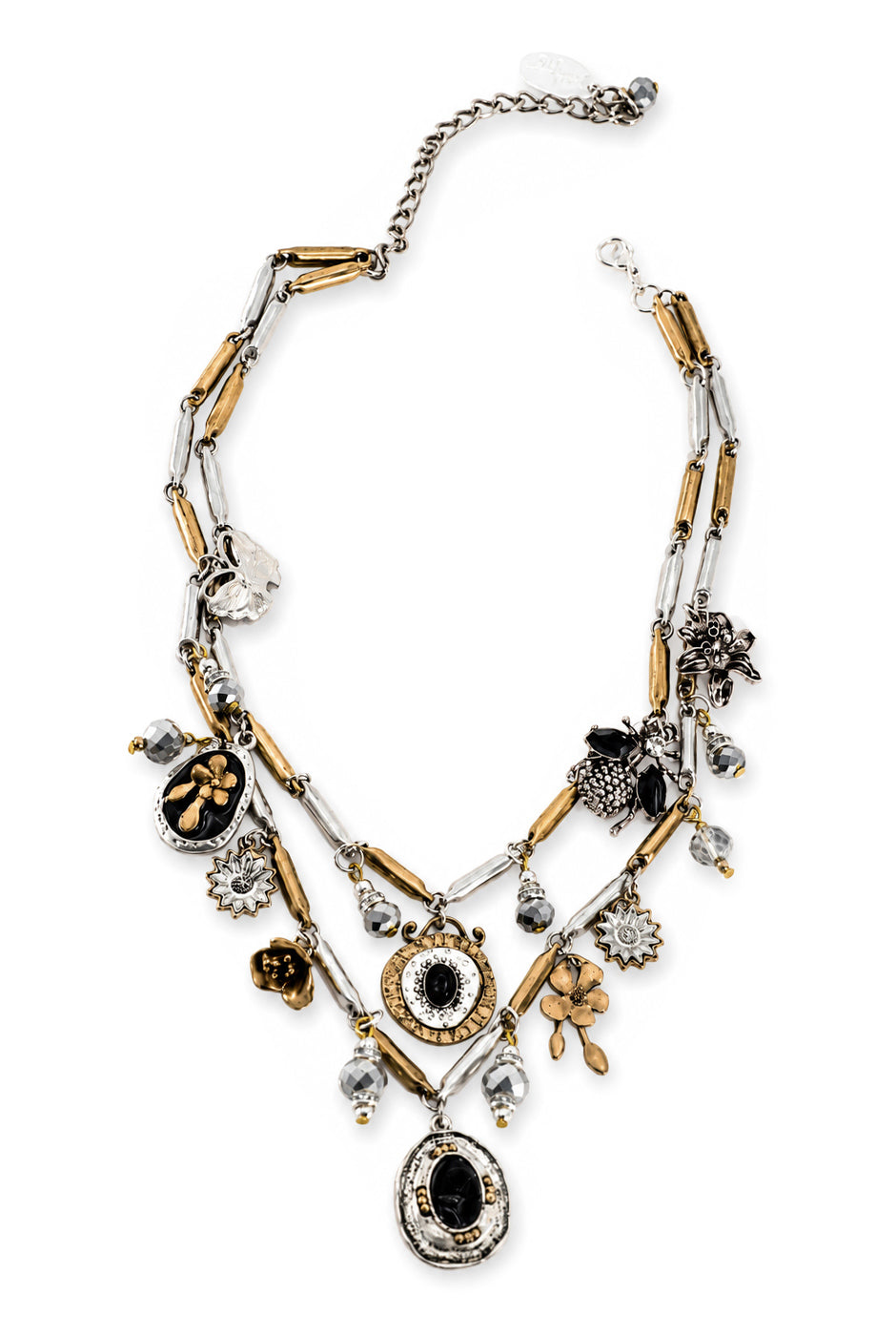 Collar Mix Charms con dijes variados en dorado y plateado
