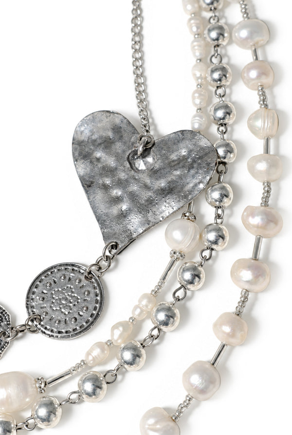 Collar Silver & Pearl