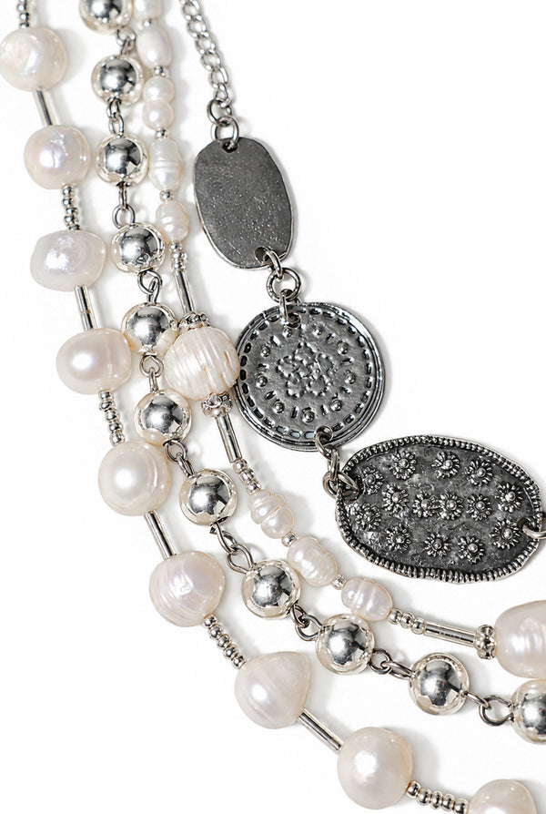 Collar Silver & Pearl