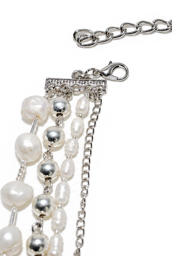 Collar Silver & Pearl