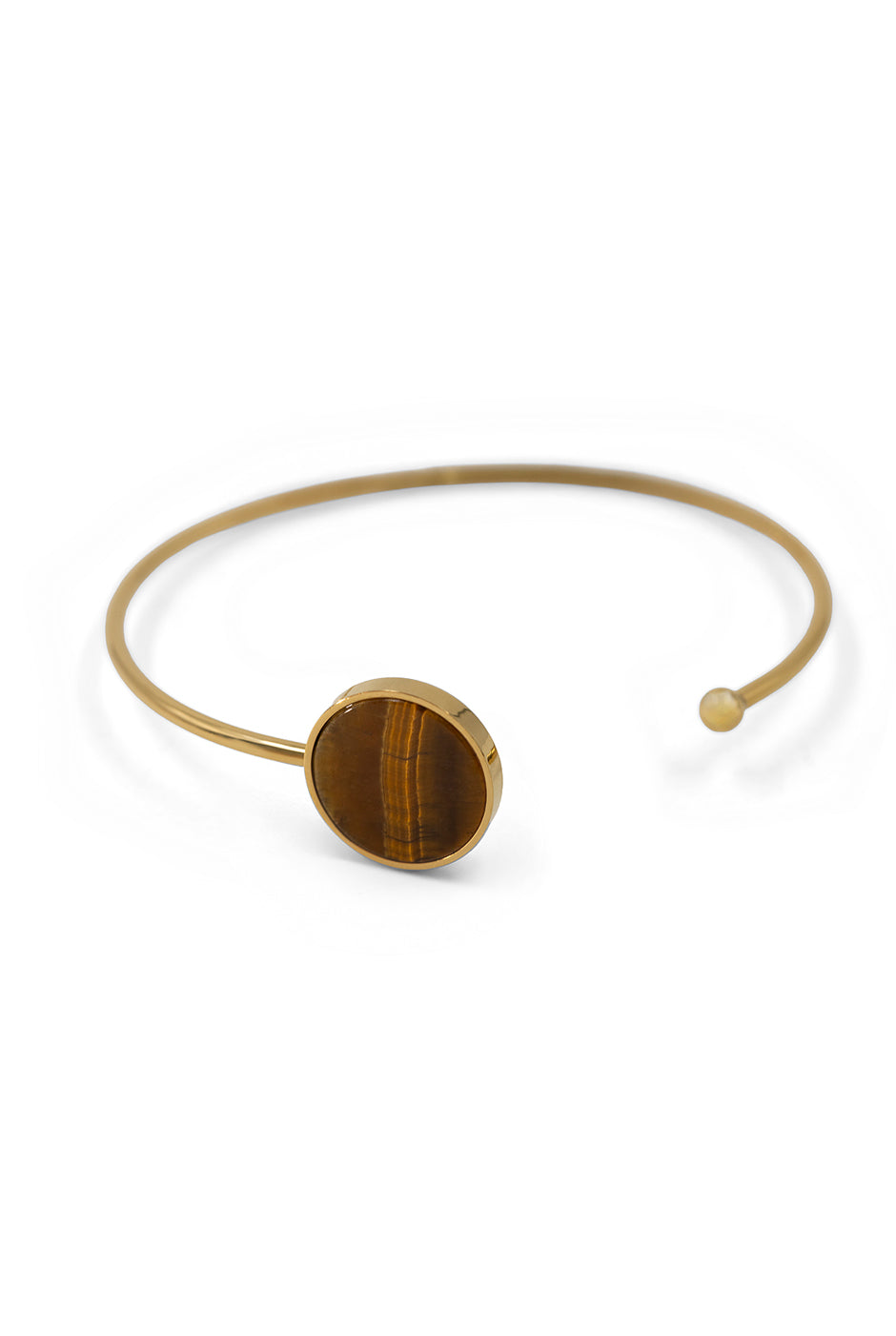 Brazalete Golden de acero inoxidable con adorno de piedra