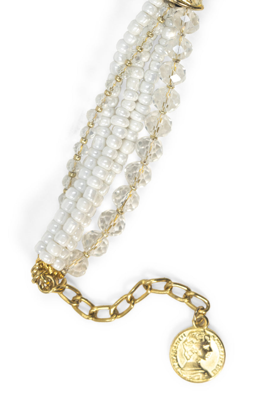 Pulsera Twist bicolor con cuentas y detalle dorado