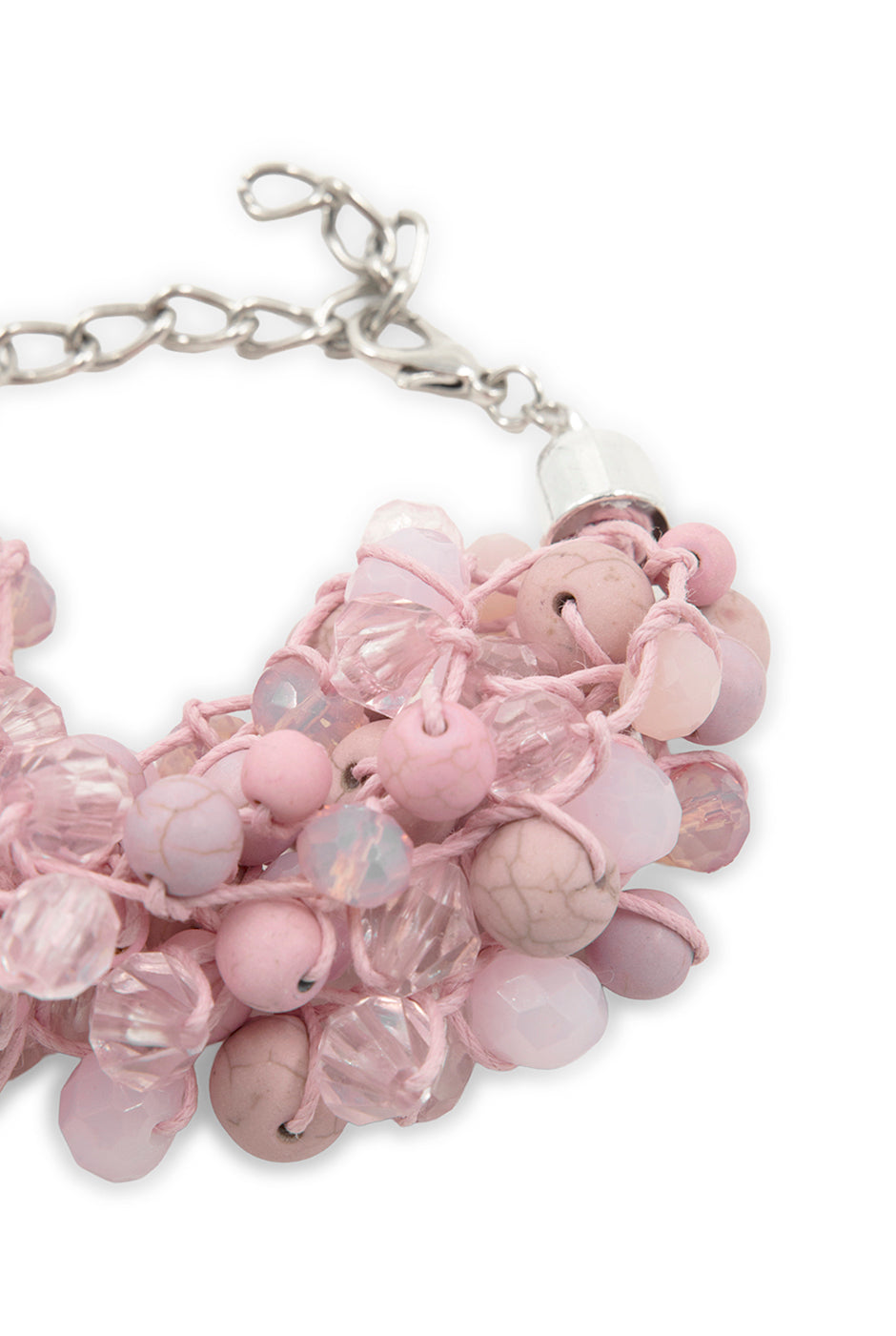 Pulsera Pink Net con cuentas trenzadas en tonos rosados