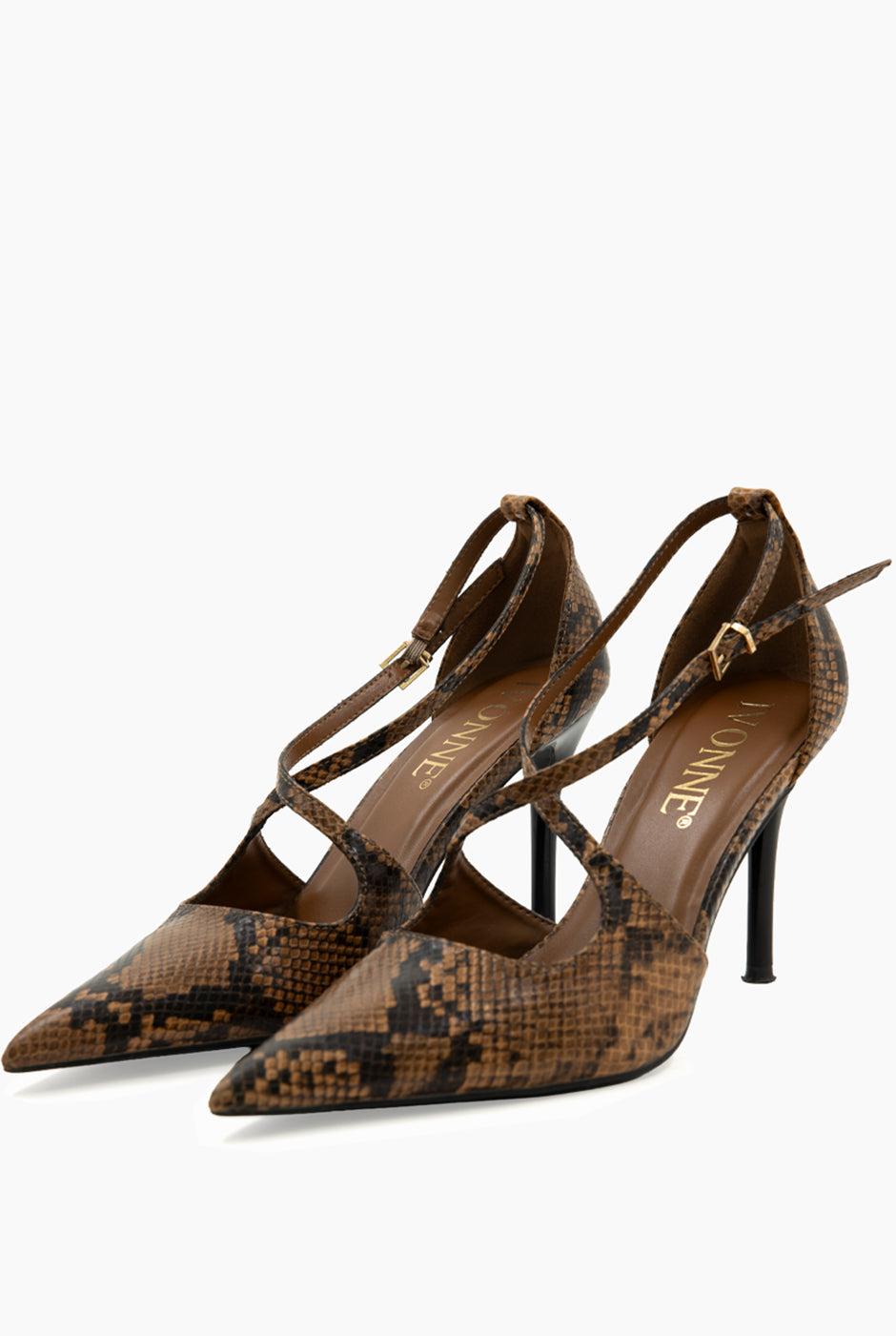 Zapatilla Croco Buckle Negra con hebilla dorada y tacón