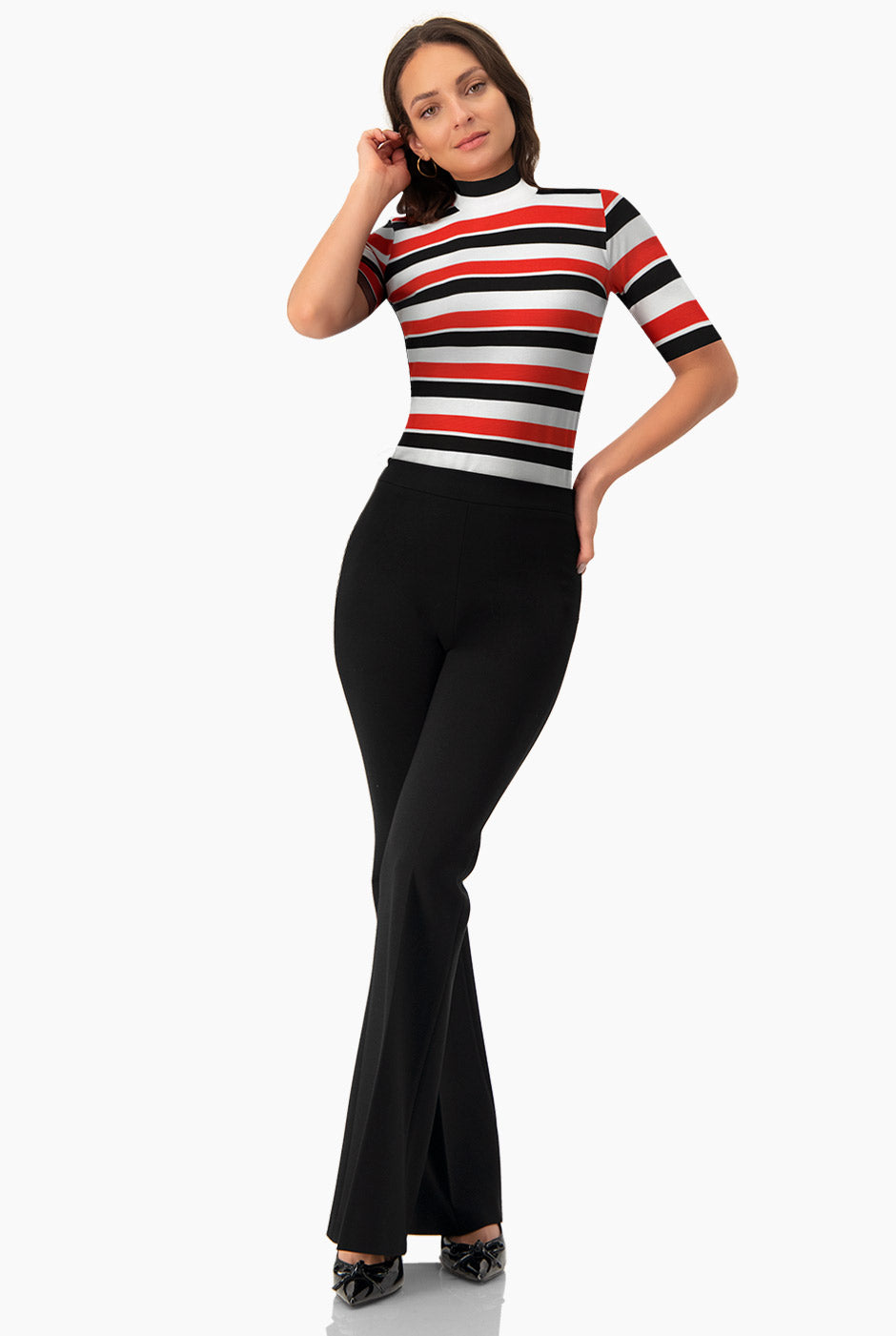 Blusa rayada de cuello alto