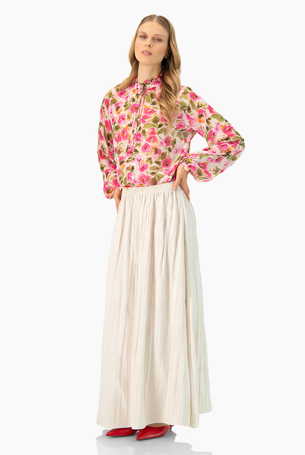 Falda midi lisa con abertura