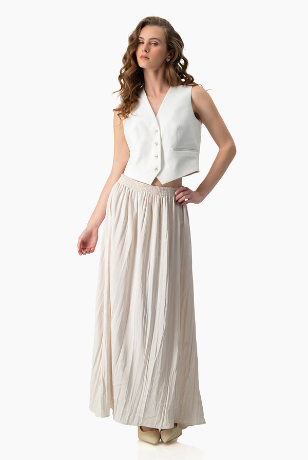 Chaleco marfil bolsillos simulados