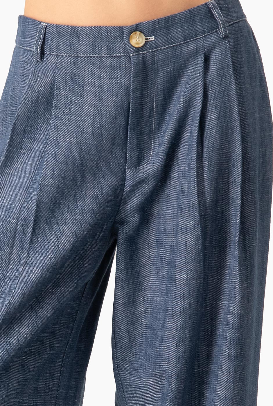 Pantalón Holgado Denim Azul con pretina elástica y pinzas