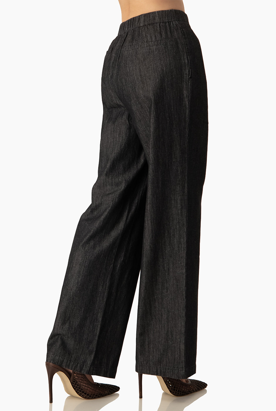 Pantalón Dark Denim negro con pinzas y pretina elástica