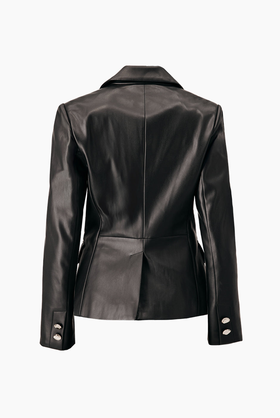 Blazer negro en ecopiel con botones dorados y bolsillos solapa