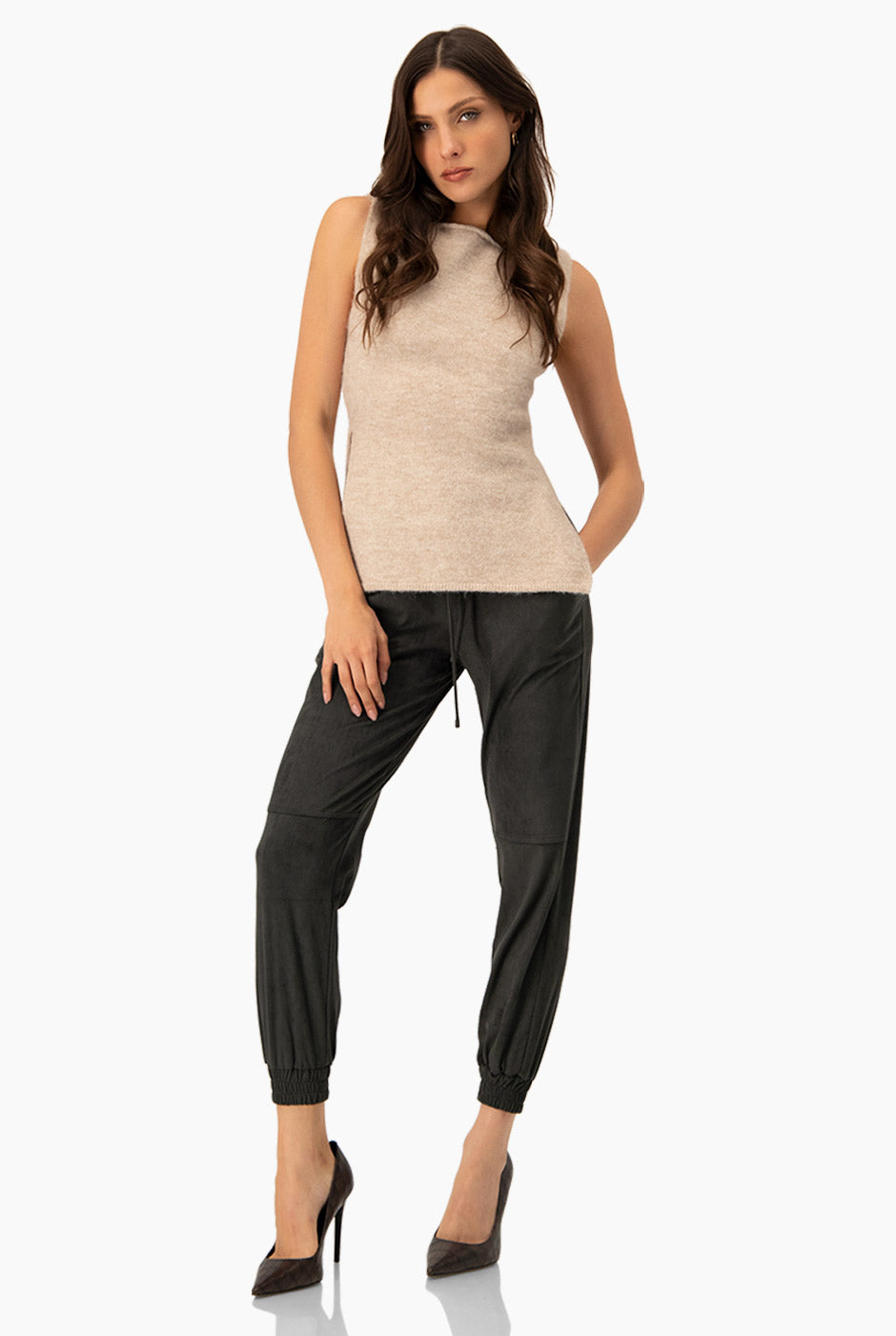 Chaleco Wool Blend natural con aberturas laterales