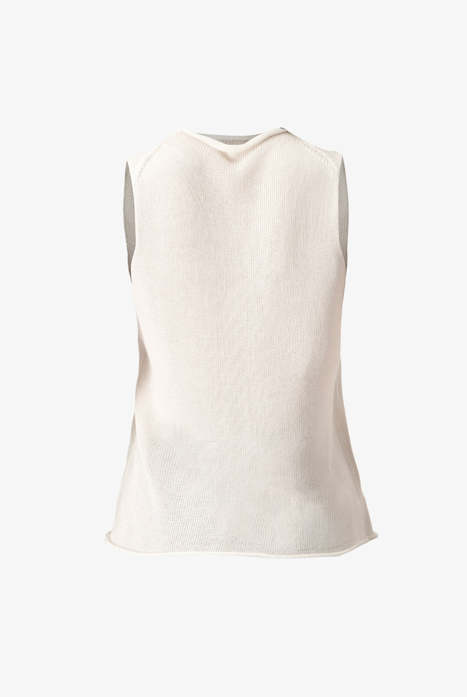 Suéter sisado blanco de punto fino con cuello redondo