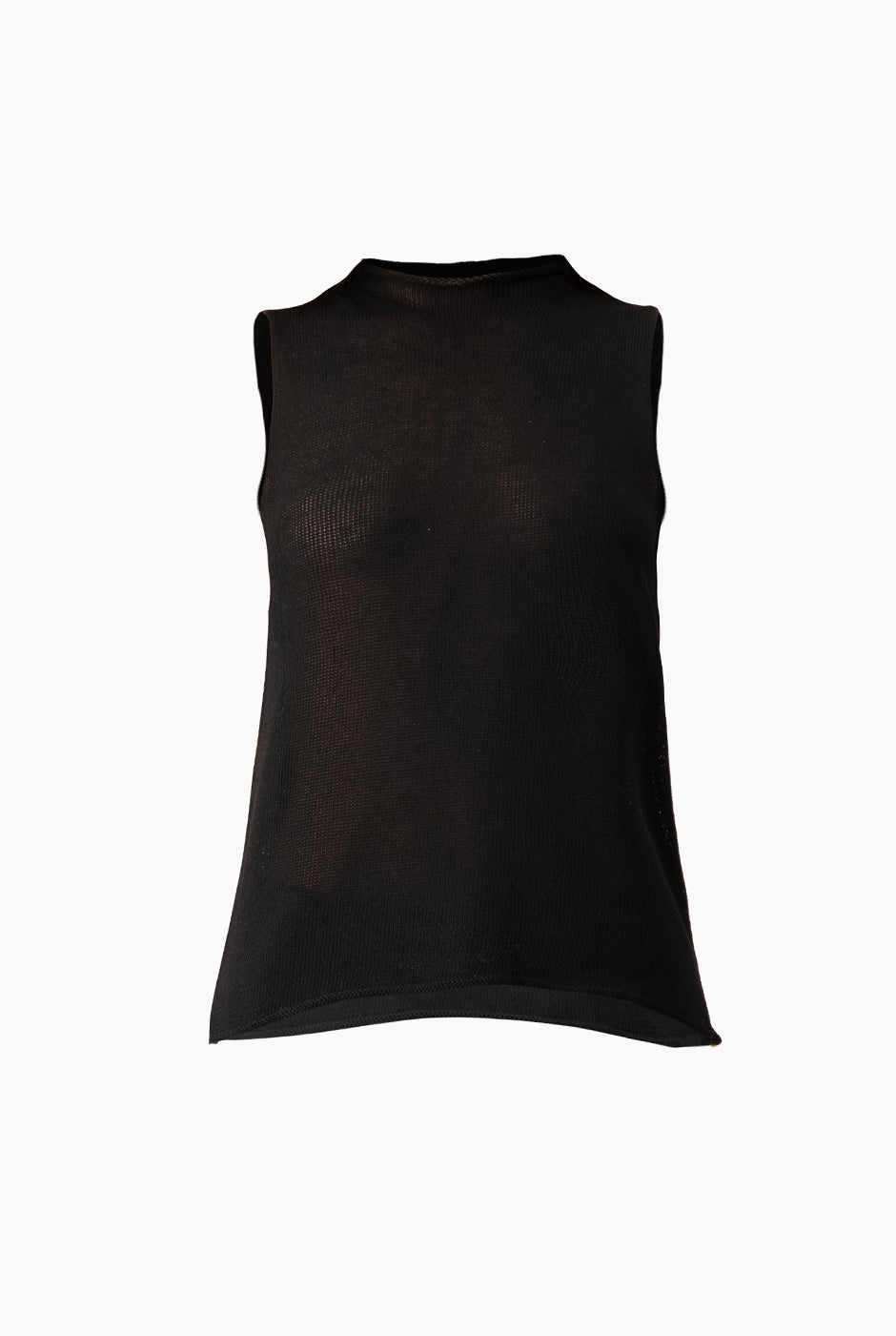 Top Knitted Negro sin mangas de punto fino