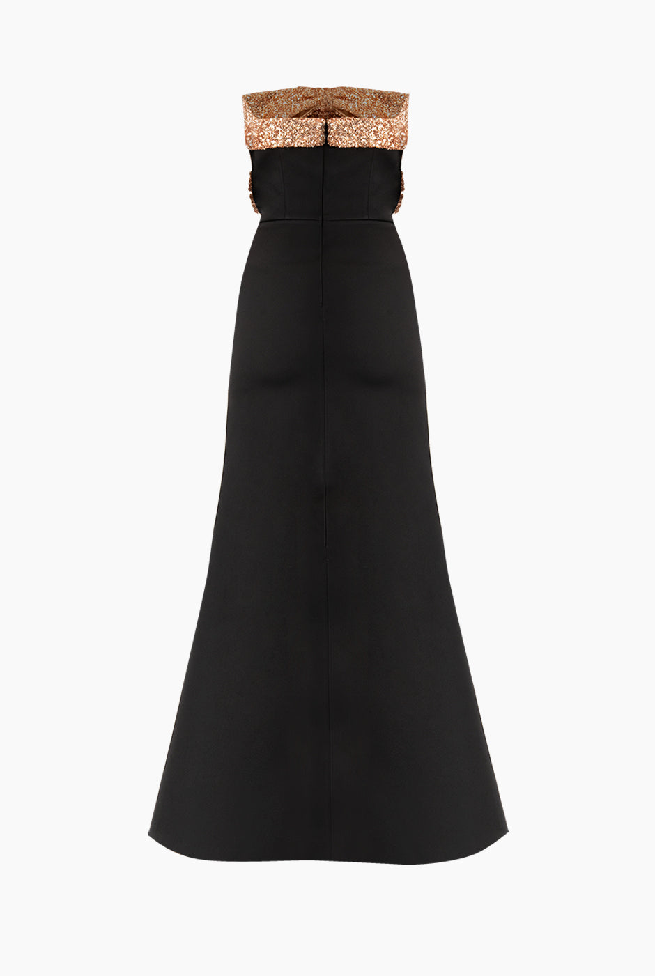 Vestido largo strapless con moño