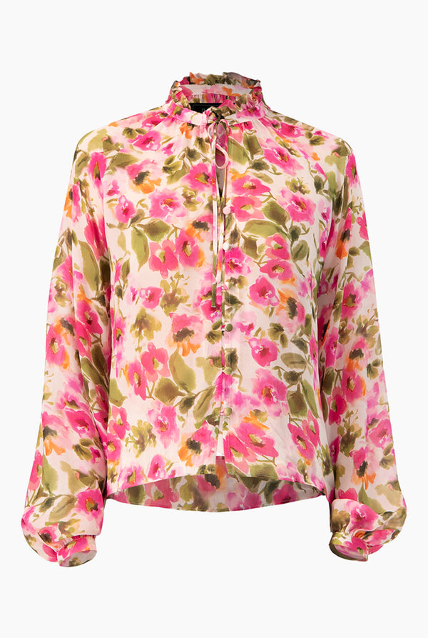 Blusa de cuello alto con cinta