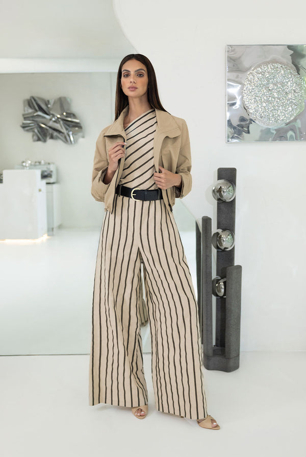 Jumpsuit Ivonne rayado de un hombro